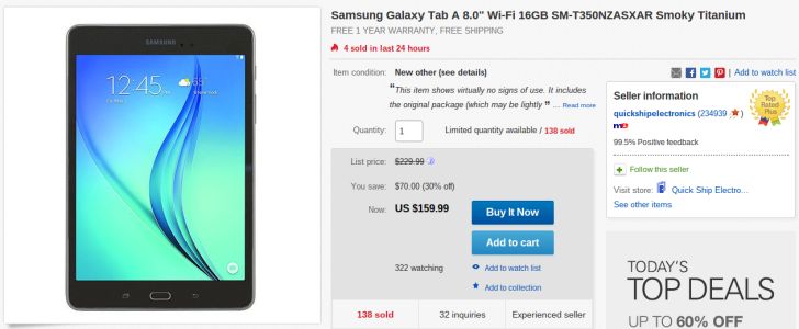 Fotografía - [Alerta Trato] Capturar una caja abierta 16GB Samsung Galaxy Tab Un 8,0 por sólo $ 160 en eBay ($ 70 de ahorro)